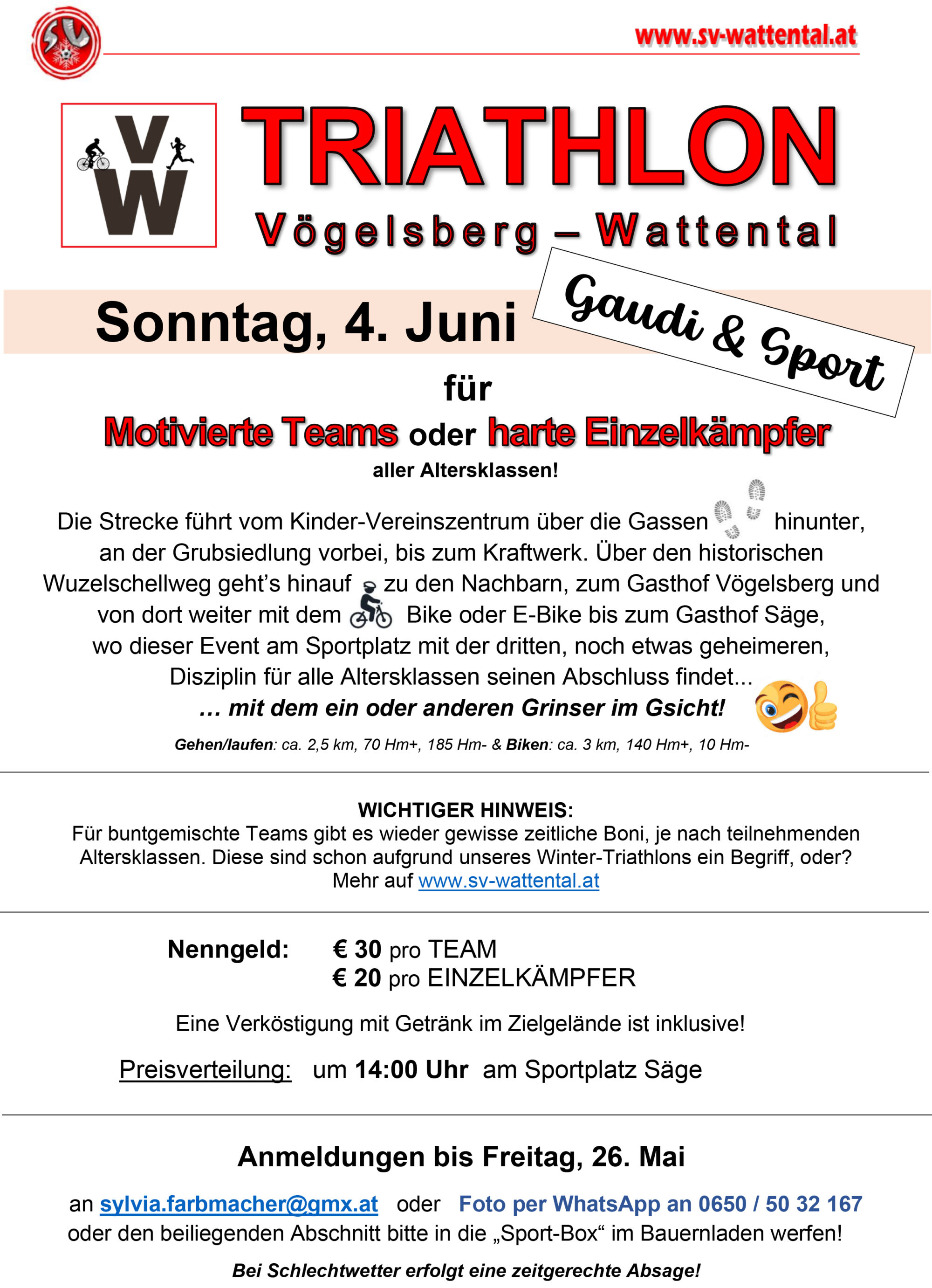 SV Wattental - Triathlon 4 Juni 2023